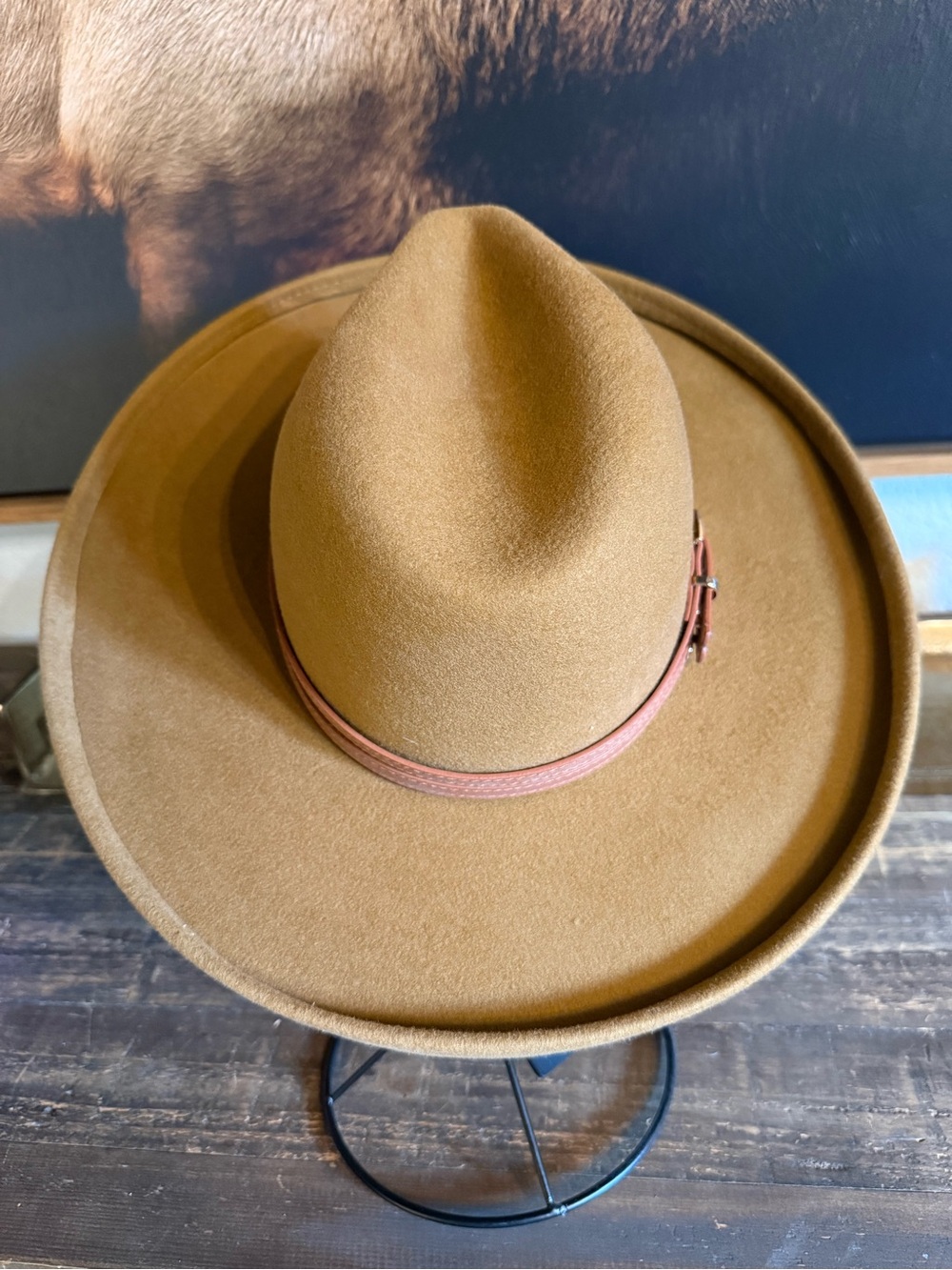 Gigi Pip Maude wide brim fedora in cinnamon sz 57 wool NWT - Picture 2 of 5